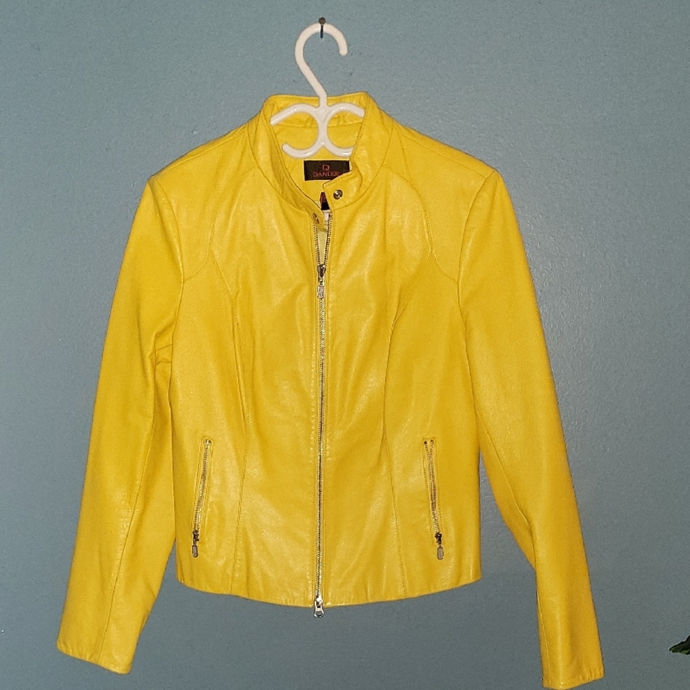 Danier Vibrant Yellow Leather Jacket